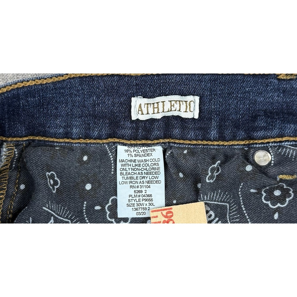 True Craft Athletico Jeans Mens 30x30 Dark Wash Straight Stretch Denim - Picture 4 of 9